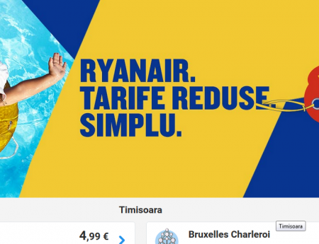 Oferta Ryanair: bilete de avion la doar 4,99 euro