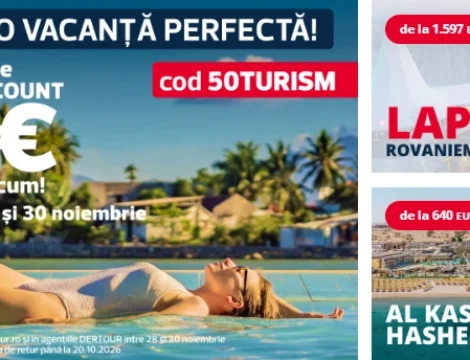 ✈️ Profită de extra discount la vacanțele Dertour